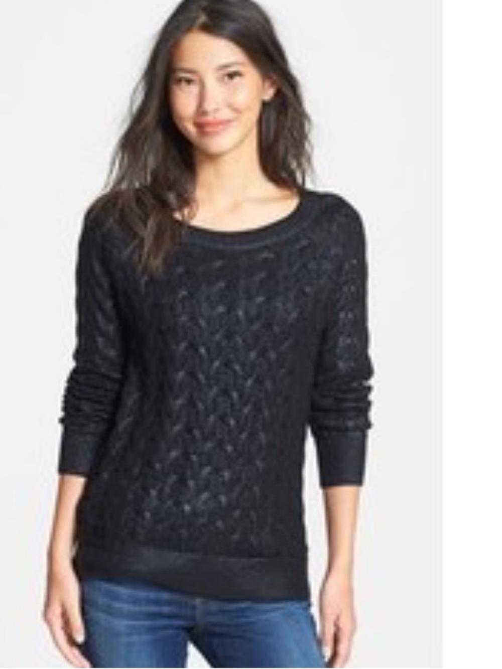 Halogen Foiled Cable Knit Sweater